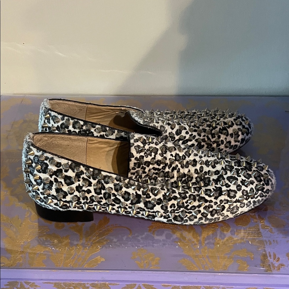 Leopard Print Studded Men's Loafers